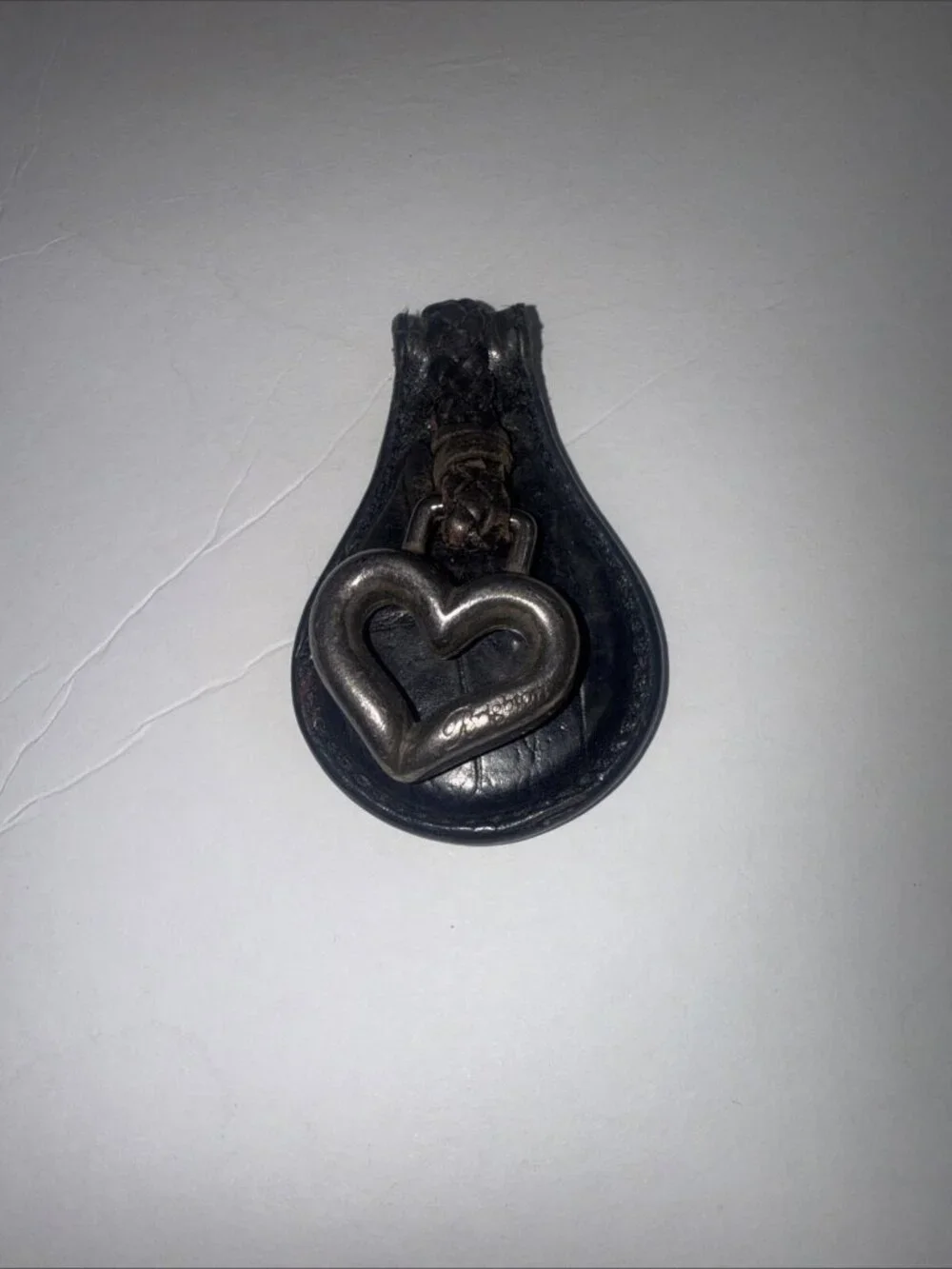 Heart Key ring -One World - BRIGHTON w/Black Mock Croc & Braided Leather